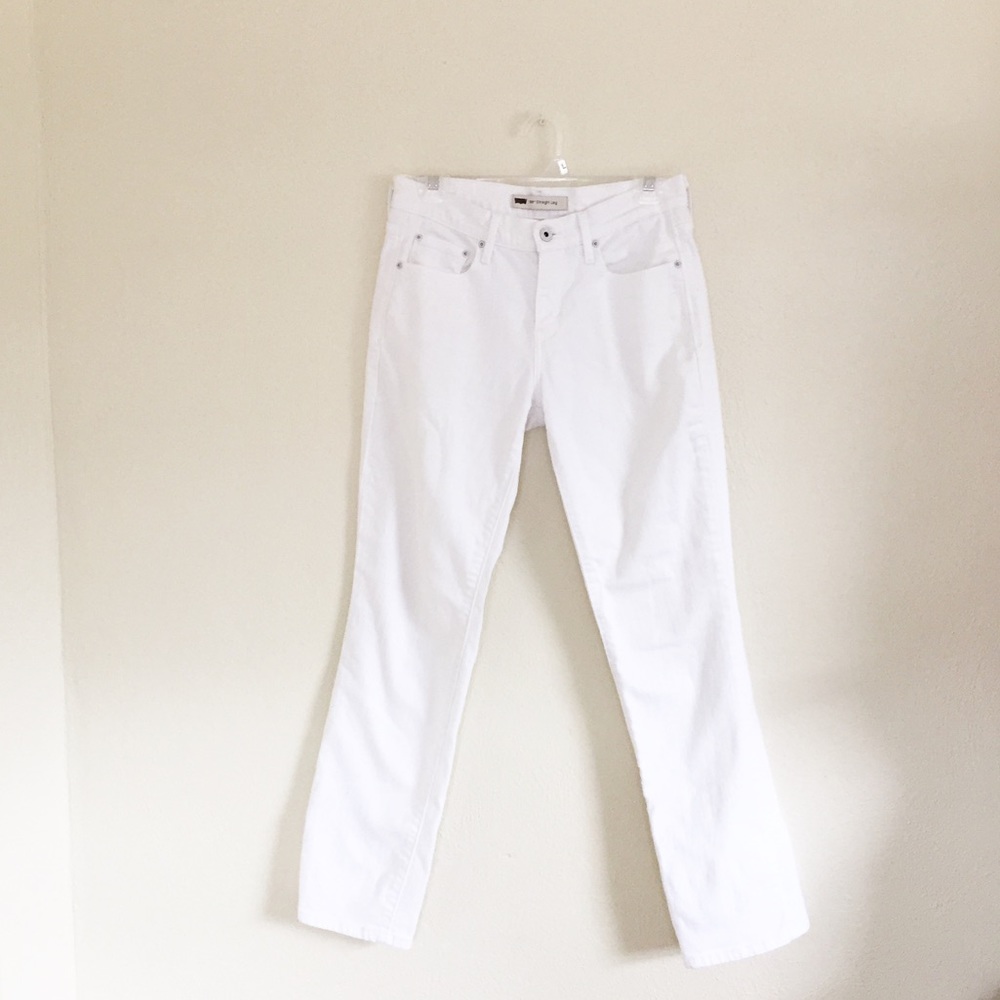 🌙 Levi's 505 Straight Leg Jeans Solid White 4M